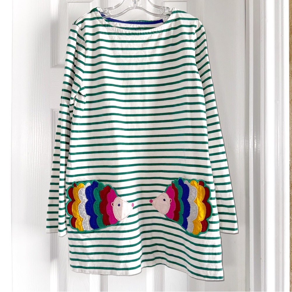 {Mini Boden} Hedgehog Appliqué Pocket Tunic